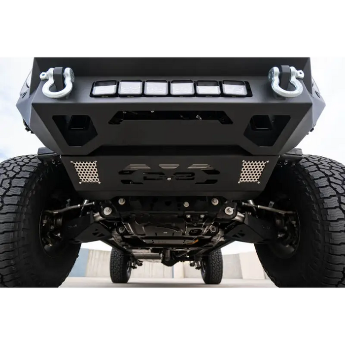DV8 Offroad Ford Bronco Front Skid Plate with Black Jeep Close Up