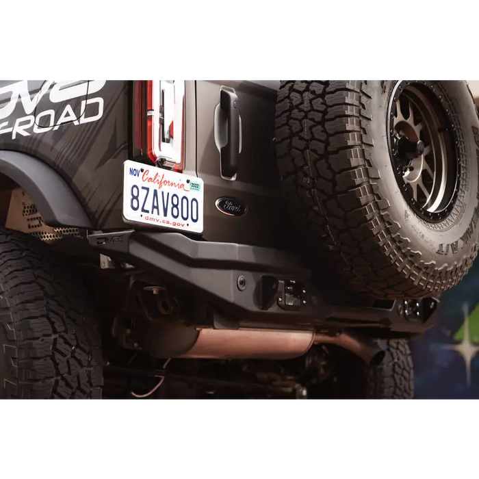 Close up of truck with license plate on DV8 Offroad 21-22 Ford Bronco FS-15 Series Rear Bumper