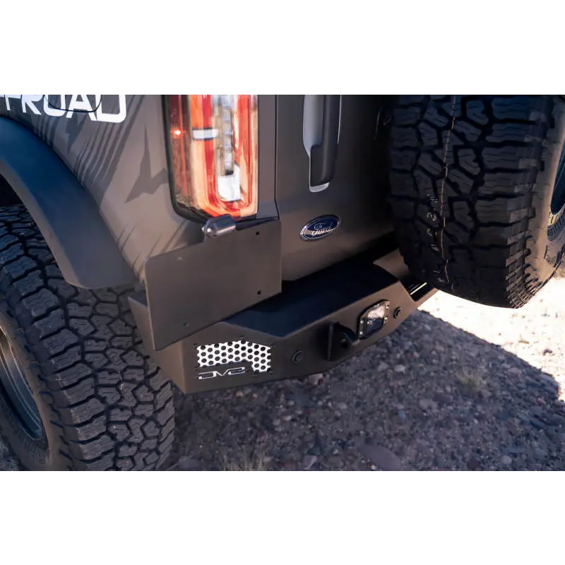 DV8 Offroad Bronco MTO Series Rear Bumper license plate detail