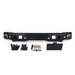 Black front bumper with mounting hardware for Ford Bronco MTO Series, featuring a license plate mount.