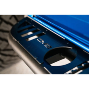 DV8 Offroad Ford Bronco front bumper plate with logo.