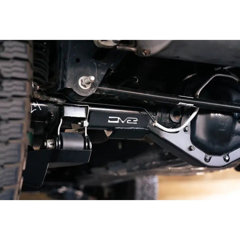 DV8 Offroad Ford Bronco Rear Differential Skid Plate with front bumper mounted on rear bumper.