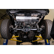 DV8 Offroad Ford Bronco Rear Differential Skid Plate viewed from the rear with engine.