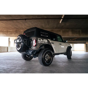 White Ford Bronco rear inner fender liners parked in garage