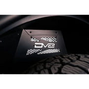 Close up of DV8 Offroad 21-22 Ford Bronco Rear Inner Fender Liners logo on car