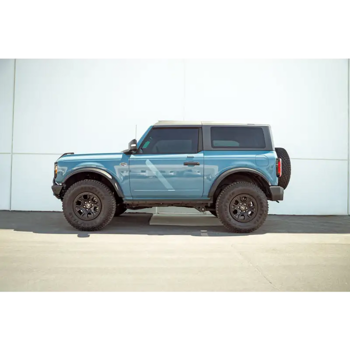 Blue Ford Bronco 2-Door with Pinch Weld Covers
