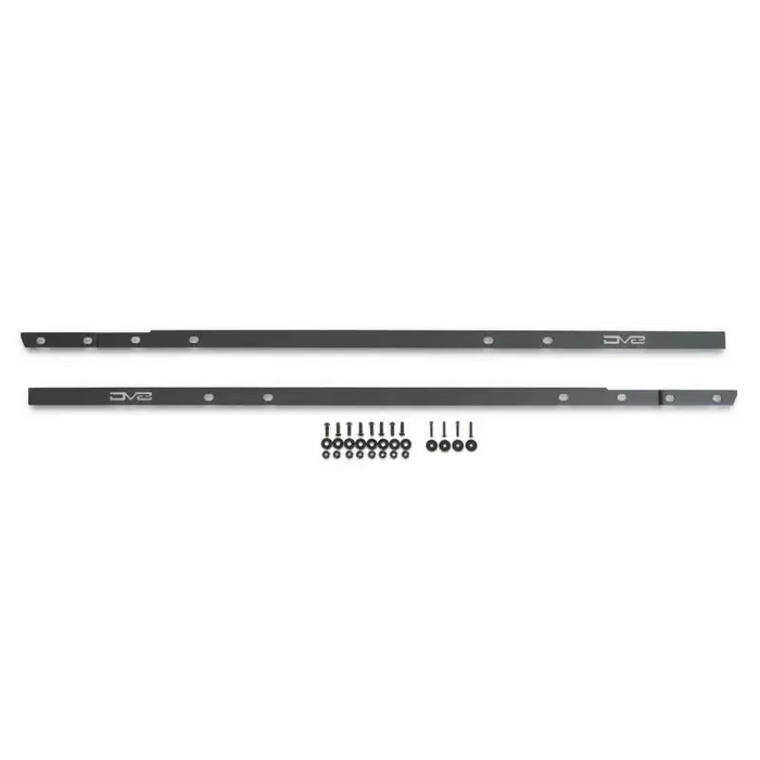 Black metal shelf with screws for DV8 Offroad 21-23 Ford Bronco 2-Door Pinch Weld Covers.