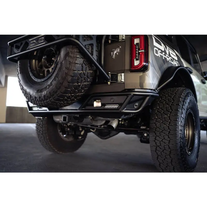 DV8 Offroad Ford Bronco Competition Series Rear Bumper with oversized tire truck