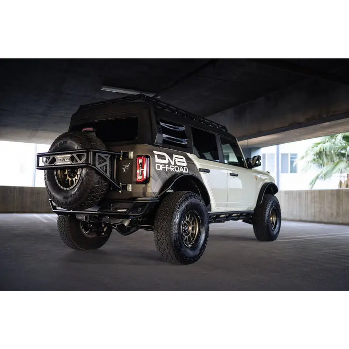 White Jeep with black bumper - DV8 Offroad Bronco Competition Series Rear Bumper.