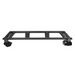 Black metal bed frame with wheels on white background
