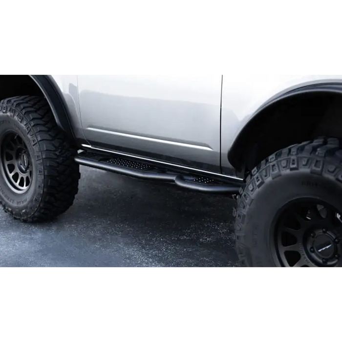 White Ford Bronco with Black Tire - DV8 Offroad 2-Door Side Steps