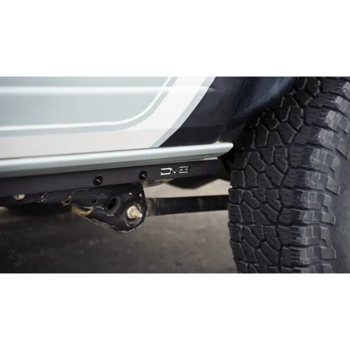 DV8 Offroad rear bumper with bumper bar for Jeep Wrangler and Ford Bronco, pinch weld covers.