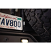California license plate on DV8 Offroad 21-23 Ford Bronco Rear License Plate Relocation Bracket.