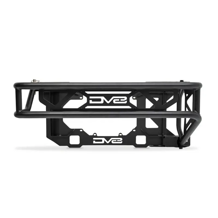 Black front bumper with SVT logo on DV8 Offroad 21-23 Ford Bronco Spare Tire Guard & Accessory Mount.