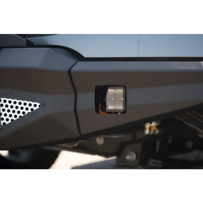 DV8 Offroad Elite Series 40W Cube LED Light - Front Bumper Plate Close Up