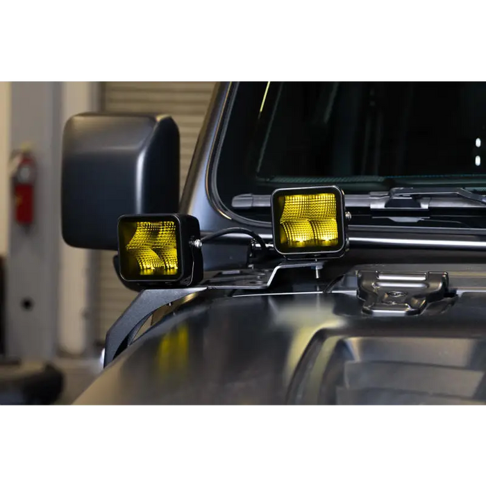 DV8 Offroad Elite Series LED Amber Pod Lights on Jeep Wrangler