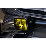 Close up of yellow Elite Series LED Amber Pod Light on a motorcycle