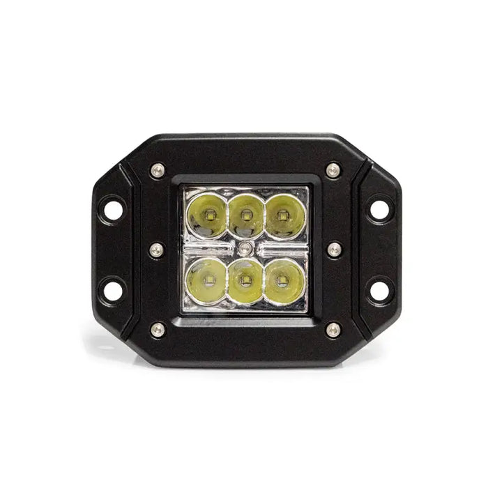 DV8 Offroad 3in Flush Mount LED Lights on front of vehicle