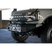 Close up of grey 2020 Ford Bronco Raptor front bumper bar with DV8 Offroad Elite Series Light Bar add-on