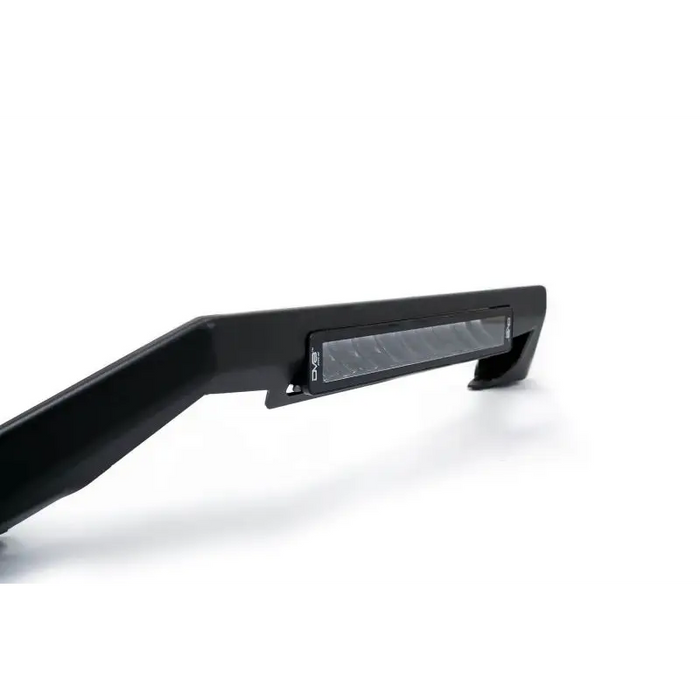 Black metal shelf for DV8 Offroad Bull Bar Add-On, fits 13in Elite Series Light Bar - white background.