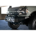 Close up of 2020 Ford Bronco Raptor front bumper bar from DV8 Offroad with Elite Series light bar add-on.