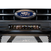 Close up of grille with Ford emblem on DV8 Offroad Elite Series lights