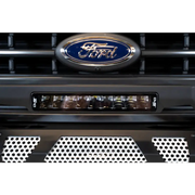 Close-up of Ford logo grille on DV8 Offroad Elite Series 13in Light Bar.