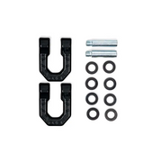 DV8 Offroad Elite Series D-Ring Shackles - Pair (Black) with front and rear suspension brackets in black