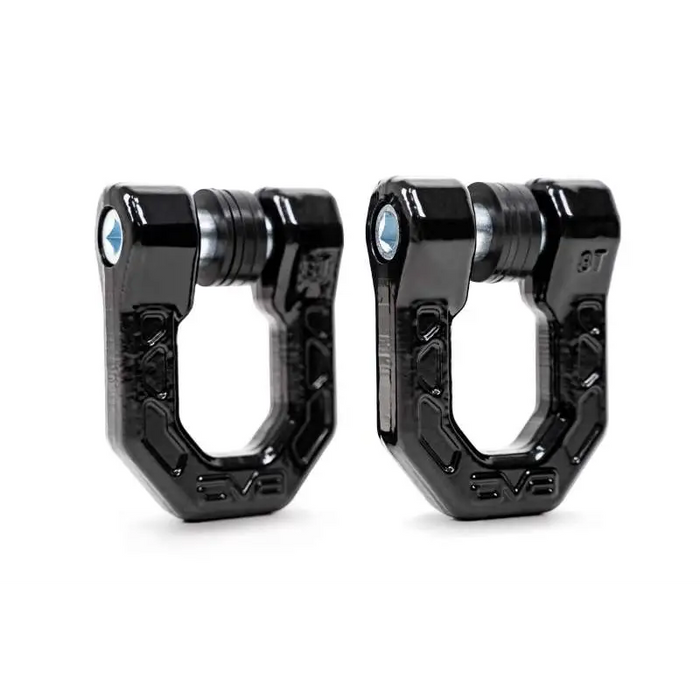 Black bike pedals designed to fit into bike’s frame - DV8 Offroad Elite Series D-Ring Shackles