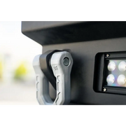 DV8 Offroad Elite Series D-Ring Shackles mounted on vehicle side.