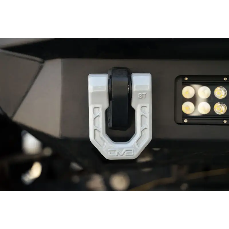 Front light of a motorcycle displayed in DV8 Offroad Elite Series D-Ring Shackles - Pair (Gray)