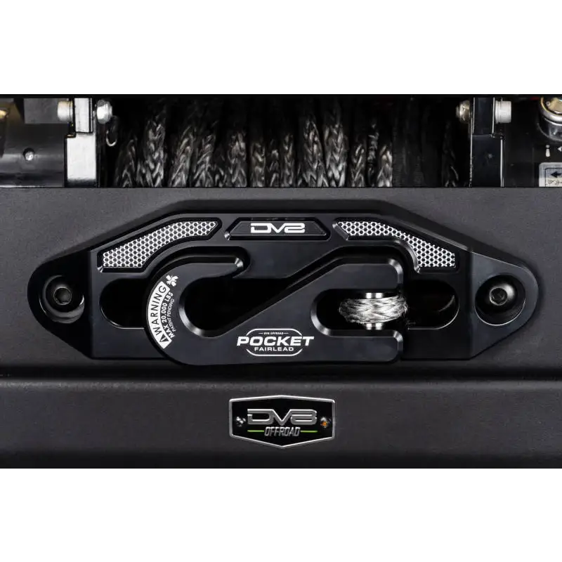 DV8 Offroad Pocket Fairlead for Synthetic Rope Winches - Black Truck Front End View