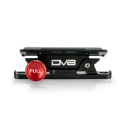 Close up of red button on DV8 Offroad Quick Release Fire Extinguisher Mount.
