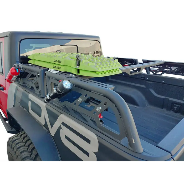 DV8 Offroad Green Traction Boards on Truck with Carry Bag