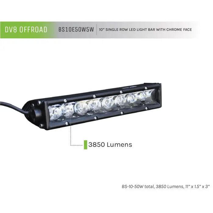 DV8 Offroad SL 8 Slim 10in Light Bar with 50W Spot 5W CREE LED - Black