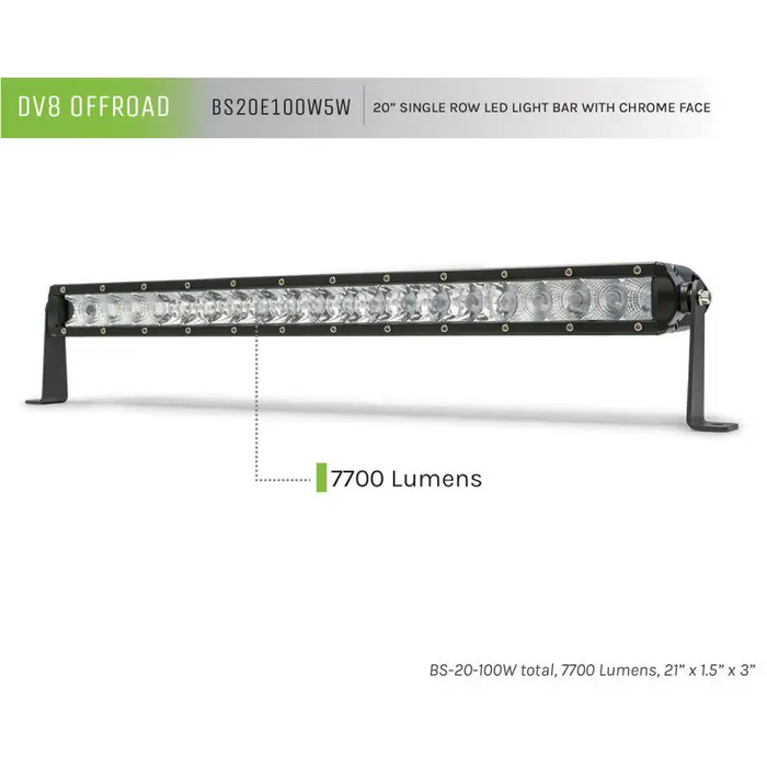 DV8 Offroad SL 8 Slim 20in Light Bar with LED dimensions