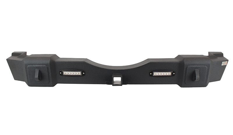 Black plastic front bumper with leds on fishbone offroad jeep jk wrangler rubicon steel rear bumper