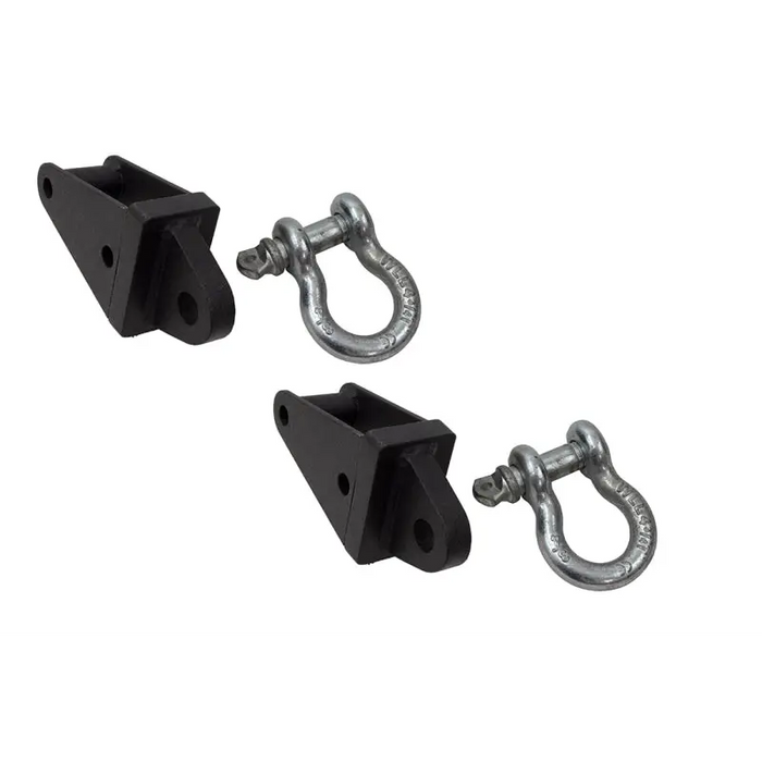 Jeep JK rear D-ring frame mounts with black metal hooks