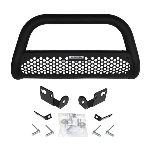 Black grille guard for Toyota Tacoma Rhino Charger 2 RC2 Complete Kit.