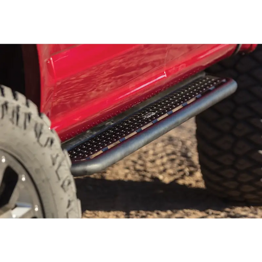 Red jeep front bumper plate on toyota tacoma dominator extreme d6 sidesteps