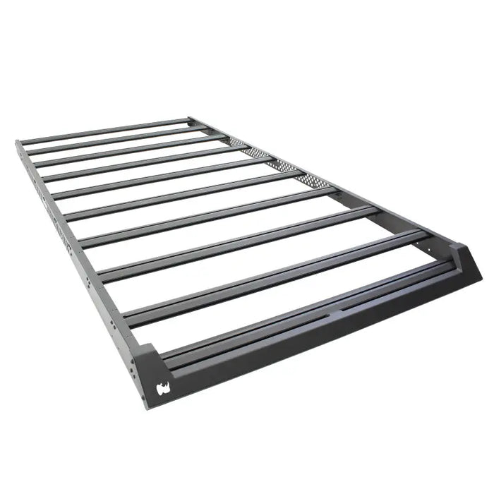 Black metal bed frame with four rails - Go Rhino 10-23 Toyota 4Runner Ceros Low Profile Roof Rack