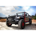 Black Jeep with red wheels and bumper - Go Rhino Exterior Jack Mount for Jeep Wrangler & Gladiator