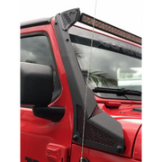 Mesh Jeep window vise on Go Rhino 50in Single Row Windshield Light Bar Mount.