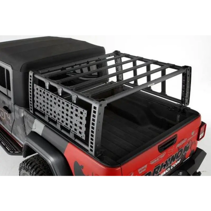 Close up of truck with rack on back - Go Rhino XRS Overland Xtreme Rack in Black