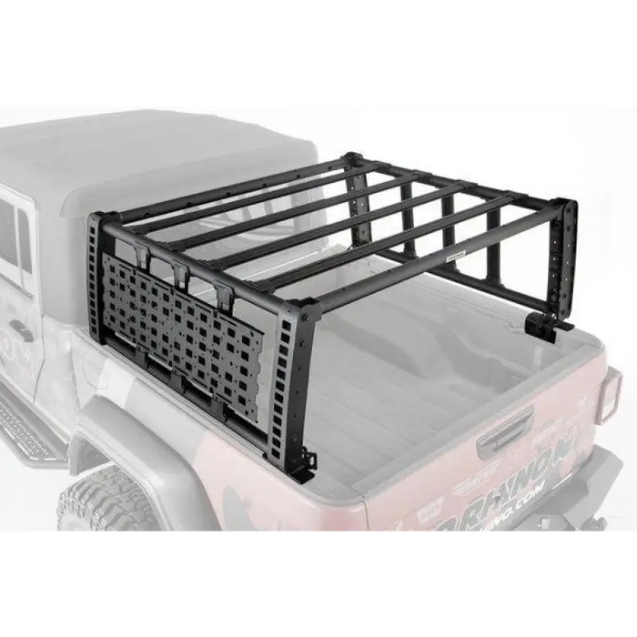 Black Jeep Gladiator XRS Overland Xtreme Rack with installation instructions.