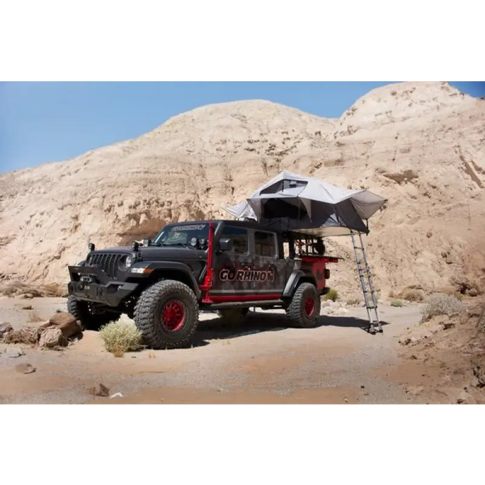 Jeep Gladiator XRS Overland Xtreme Rack with tent on top.