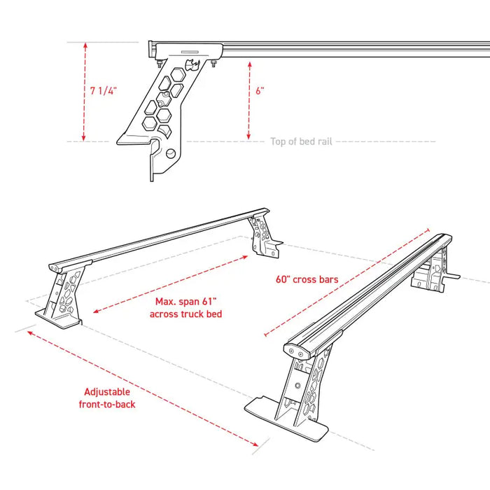 Front and rear bumper dimensions shown in Go Rhino XRS Cross Bars Kit - Tex. Blk