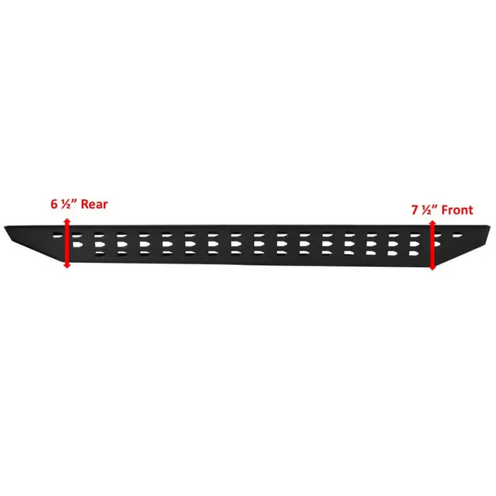 Black plastic shelf with red line, part of Go Rhino 20-20 Jeep Gladiator JT RB20 Complete Kit with RB20 Drop Steps.