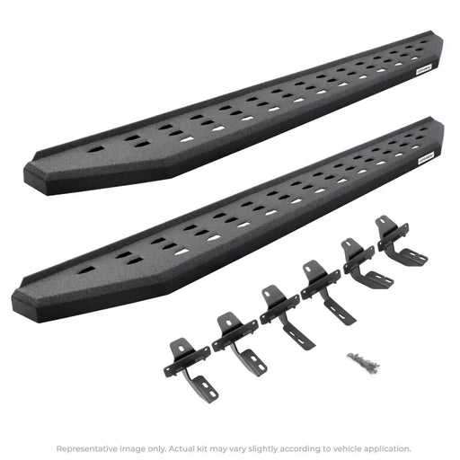 Black plastic side steps for Jeep on Go Rhino 2021+ Ford Bronco RB20 Complete Kit w/RB20 + Brkts