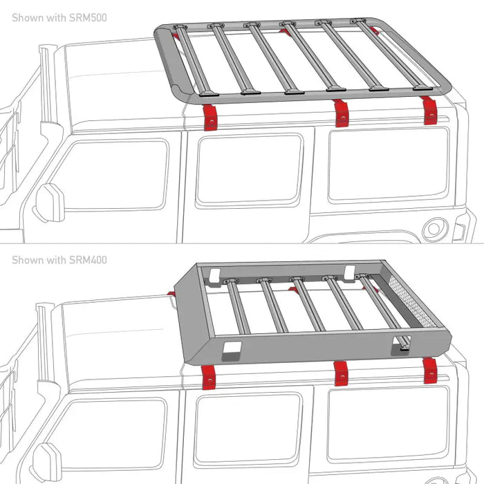 6pc Rain Gutter Mounting Kit for SRM Rack - Van side and back with top open